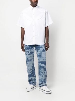 Straight jeans mit print mit tropischem muster Msgm blau