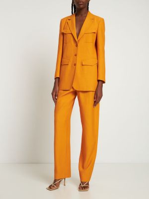Blazer en lin avec poches Alberta Ferretti orange