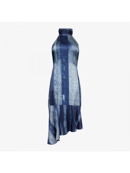 Атласное платье мини с абстрактным узором Miaou синее