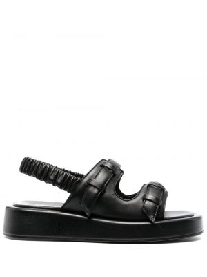 Kožené sandále na platforme s otvorenou pätou Elleme čierna