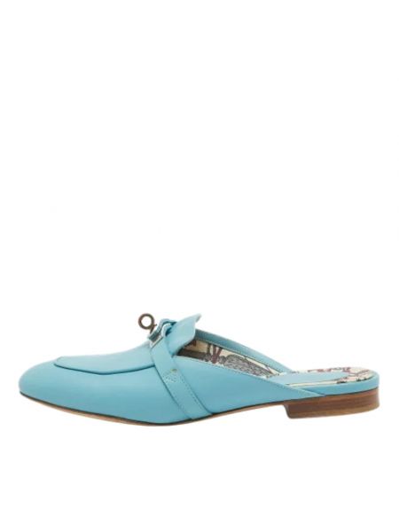 Sandały skórzane retro Hermès Vintage niebieskie