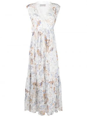Макси рокля без ръкави на цветя с принт Ermanno Firenze бяло