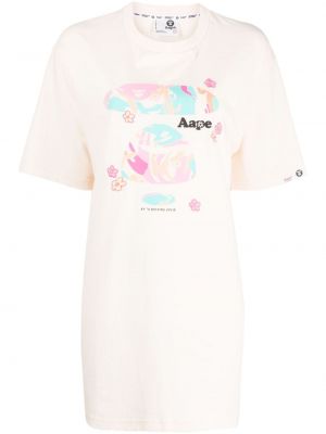 Koszulka bawełniana z nadrukiem z dżerseju Aape By A Bathing Ape biała