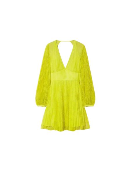 Sukienka mini z dekoltem w serek koronkowa Twinset żółta
