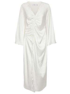 Hedvábné saténové midi šaty Safiyaa bílé