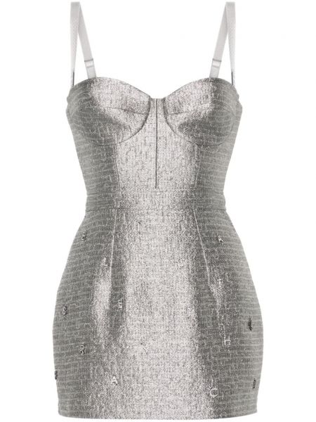 Tvídové mini šaty Elisabetta Franchi šedé
