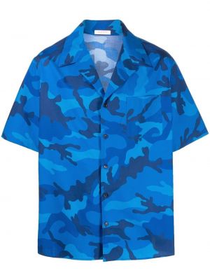 Chemise à imprimé à imprimé camouflage Valentino Garavani bleu