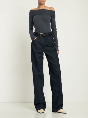 Bavlnené nohavice s vysokým pásom Lemaire