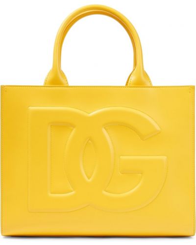 Повседневная кожаная сумка Dolce&gabbana, желтая