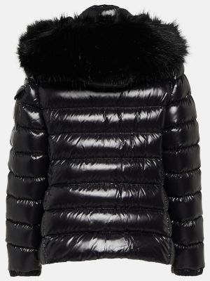 Páperová bunda s kožušinou Moncler čierna