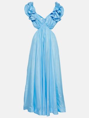 Seiden maxikleid Zimmermann blau