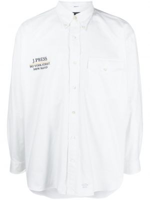 Bombažna srajca z vezenjem J.press bela
