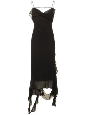 Sukienka długa szyfonowa z falbankami Acne Studios czarna