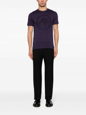 Medvilninis siuvinėtas marškinėliai Stefano Ricci violetinė