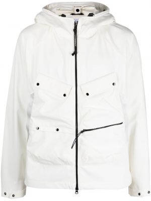 Палто с цип с качулка C.p. Company бяло