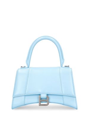 Kožená taška Balenciaga modrá