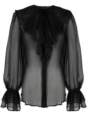 Transparenter bluse mit rüschen Etro schwarz