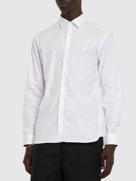 Camisa de algodón a cuadros Burberry blanco