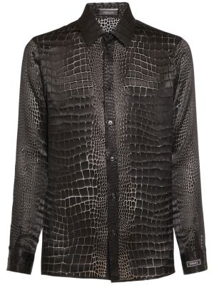 Копринена риза Versace черно