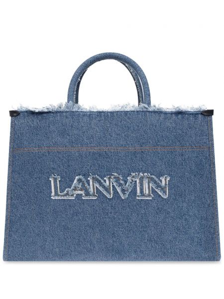 Nakupovalna torba z vezenjem Lanvin modra