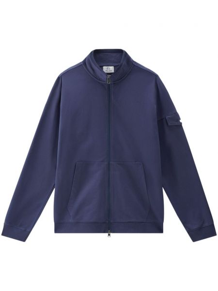 Pamučna jakna s patentnim zatvaračem Woolrich plava