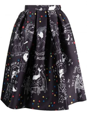 Midi suknja s printom Alessandro Enriquez crna