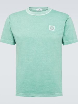 Памучна тениска от джърси Stone Island зелено