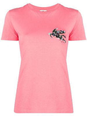 Camiseta con bordado de flores Etro rosa