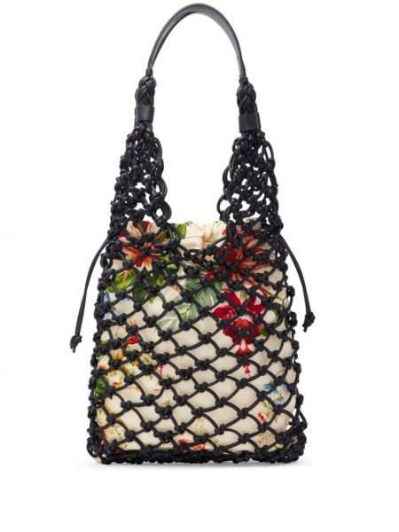 Nakupovalna torba s cvetličnim vzorcem s potiskom Oscar De La Renta črna