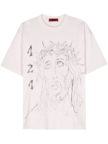 Kokvilnas t-krekls ar apdruku 424 rozā