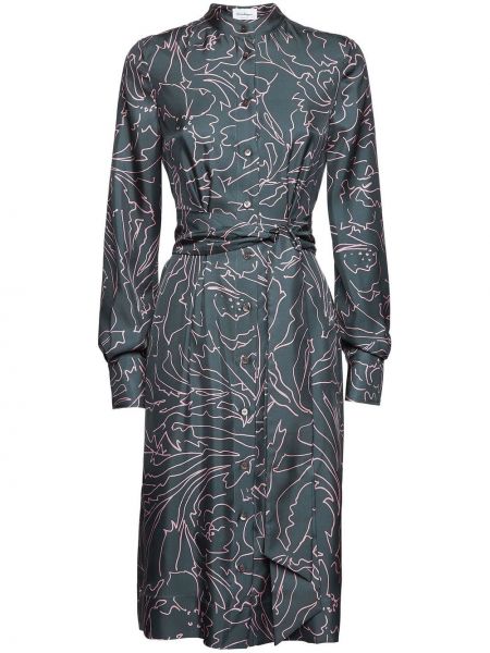 Robe chemise en soie à imprimé à motifs abstraits Ferragamo bleu