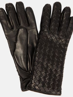 Leder handschuh Bottega Veneta schwarz
