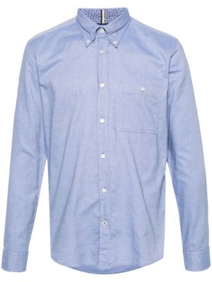 Dūnu kokvilnas krekls ar apkakli ar pogām Boss zils