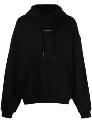 Baskılı düz renk hoodie Monochrome siyah