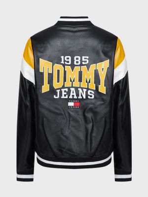 Кожаная джинсовая куртка из искусственной кожи Tommy Jeans черная