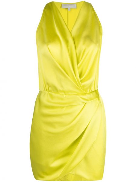 Коктейлна рокля с драперии Michelle Mason жълто