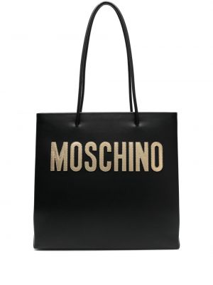 Δερμάτινη τσάντα ώμου Moschino μαύρο