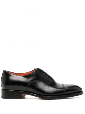 Обувки в стил дерби с връзки с ток с нисък ток Santoni черно