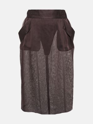 Mušelínové hedvábné mini sukně Saint Laurent vínové