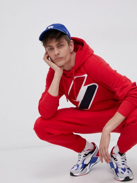 Superdry Hanorac de bumbac bărbați, culoarea rosu, cu imprimeu