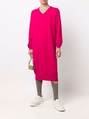 Vestido de cachemir con escote v de tela jersey Extreme Cashmere rosa