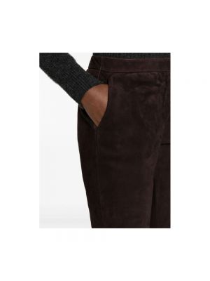 Pantalones de cuero Theory marrón