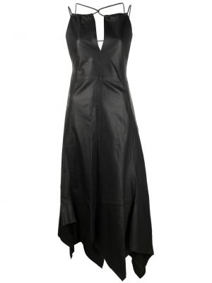 Кожаное платье миди Acne Studios, черное