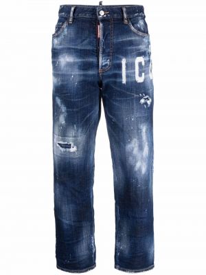 Distressed skinny jeans mit print Dsquared2