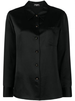 Svilena košulja Chanel Pre-owned crna