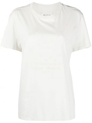 Bombažna majica z vezenjem Maison Margiela bela