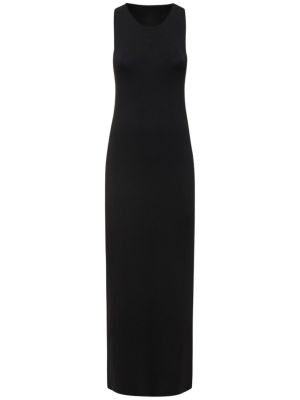 Sukienka długa z otwartymi plecami z wiskozy Matteau czarna
