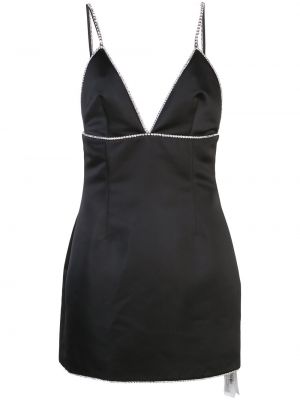 Σατέν κοκτέιλ φόρεμα με πετραδάκια Area μαύρο
