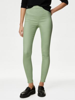 Skinny džíny s vysokým pasem Marks & Spencer zelené
