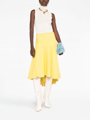 Lněné midi sukně s vysokým pasem Jil Sander žluté